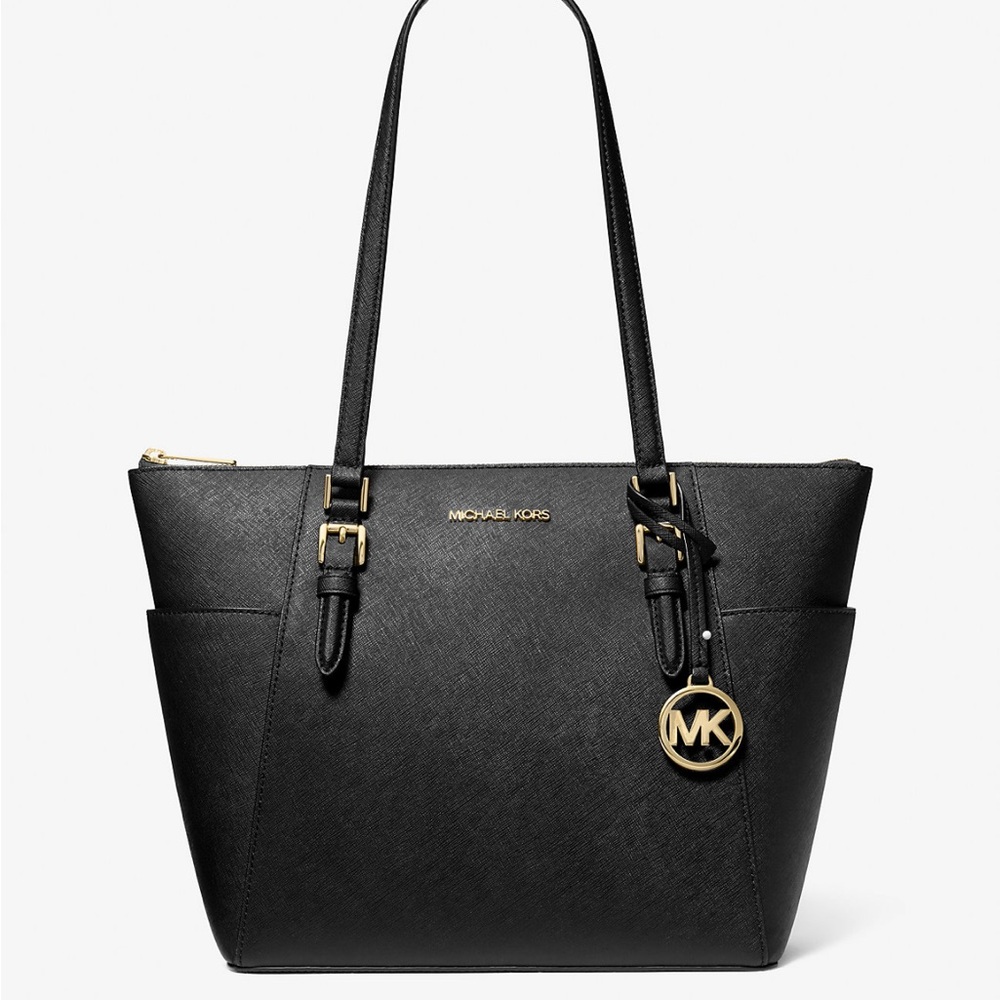 Charlotte Large Saffiano Leather Top-Zip Tote Bag